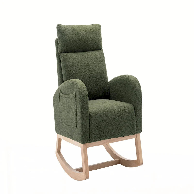 Fauteuil à bascule rembourré avec cadre en bois