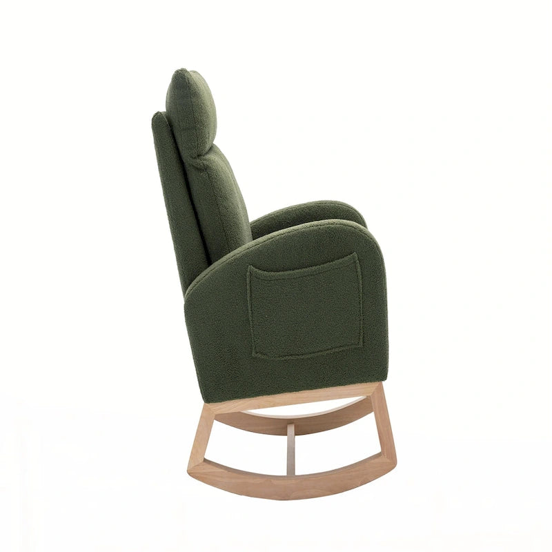 Fauteuil à bascule rembourré avec cadre en bois