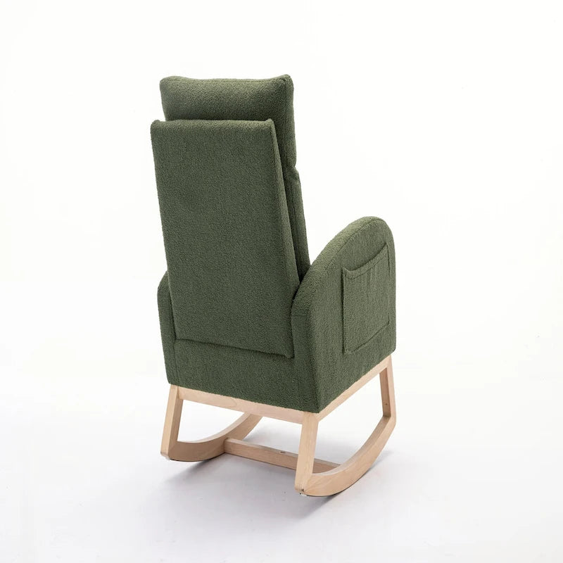 Fauteuil à bascule rembourré avec cadre en bois