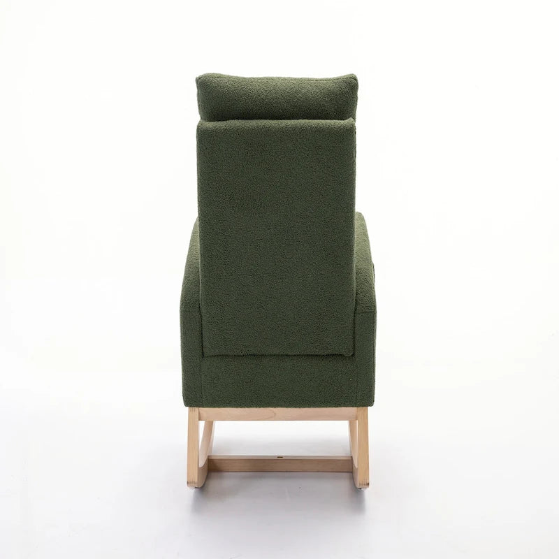 Fauteuil à bascule rembourré avec cadre en bois