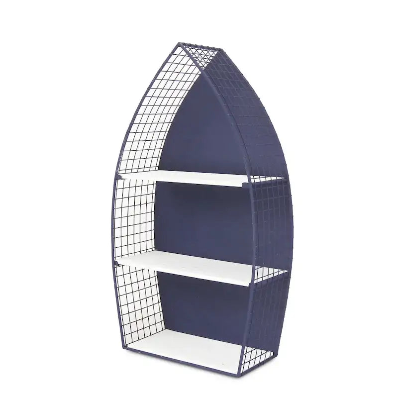 Étagère Murale à 3 Niveaux Bateau de Rame Côtier 30,25" – Bleu Marine et Blanc