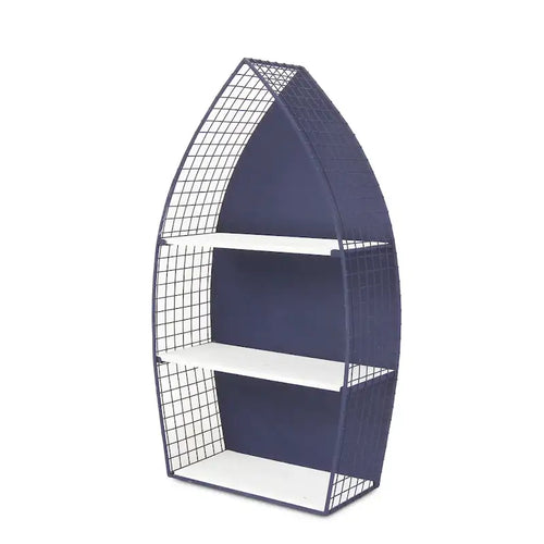 Étagère Murale à 3 Niveaux Bateau de Rame Côtier 30,25" – Bleu Marine et Blanc