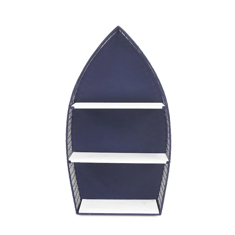 Étagère Murale à 3 Niveaux Bateau de Rame Côtier 30,25" – Bleu Marine et Blanc