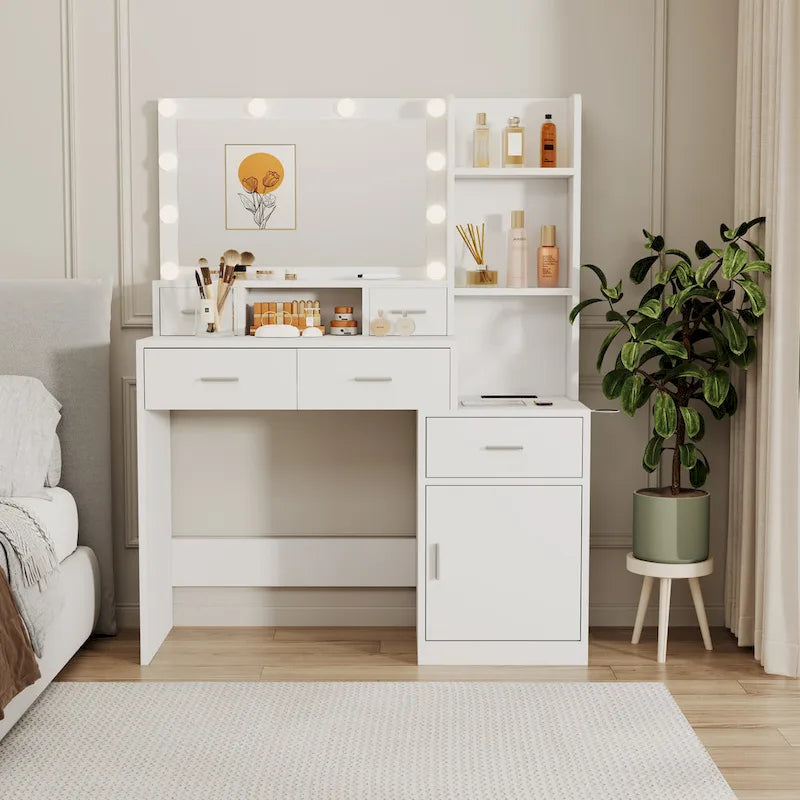 Coiffeuse avec tiroirs et armoire de rangement