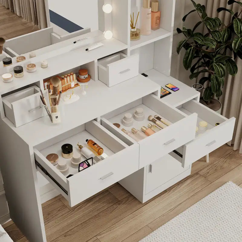 Coiffeuse avec tiroirs et armoire de rangement