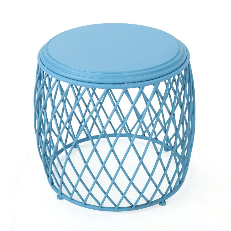 Table d'appoint ronde en fer à treillis de 48 cm
