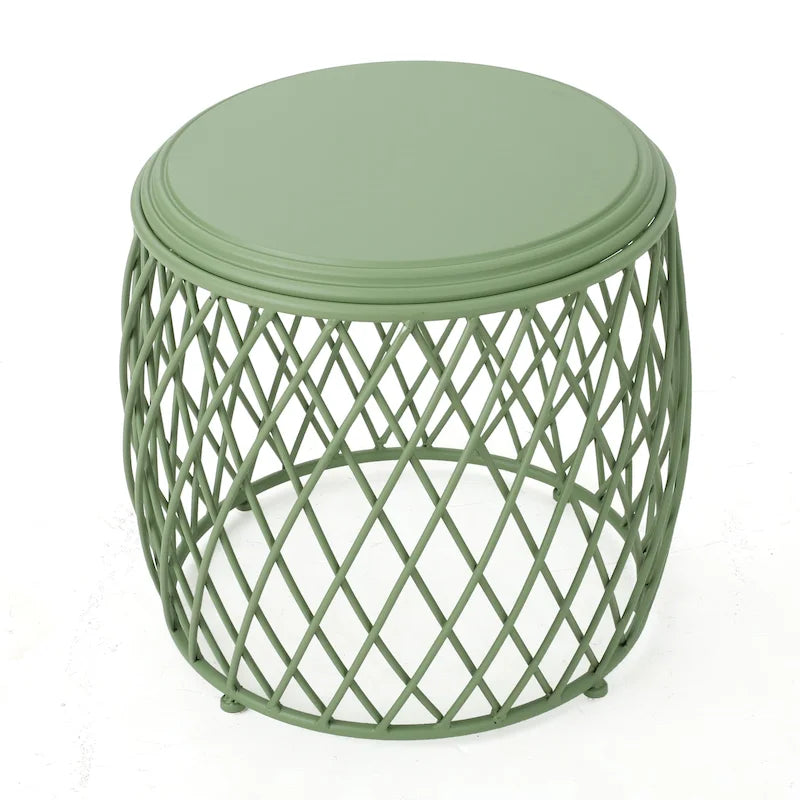 Table d'appoint ronde en fer à treillis de 48 cm