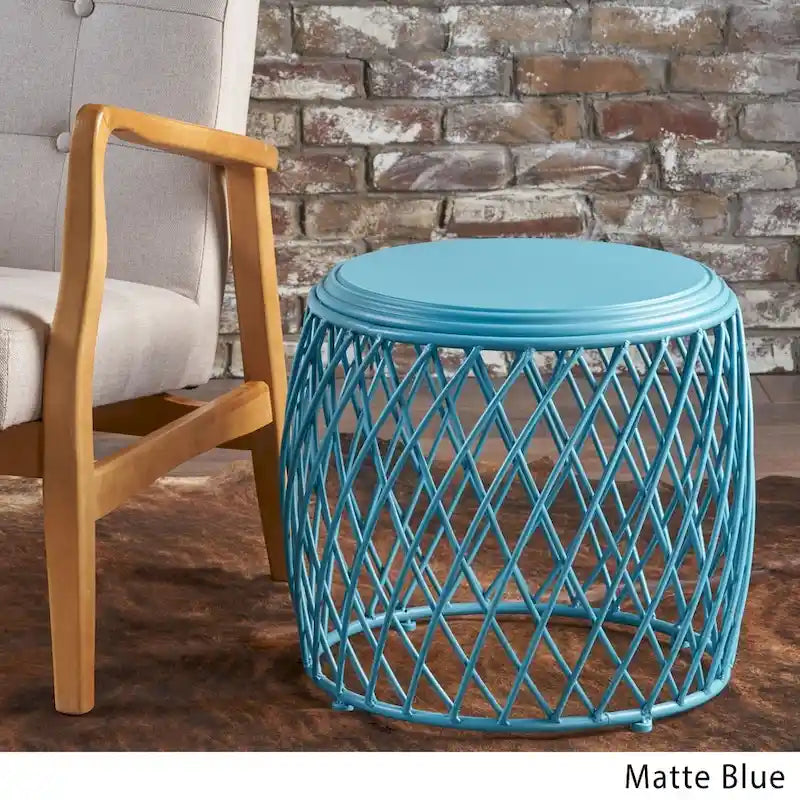 Table d'appoint ronde en fer à treillis de 48 cm