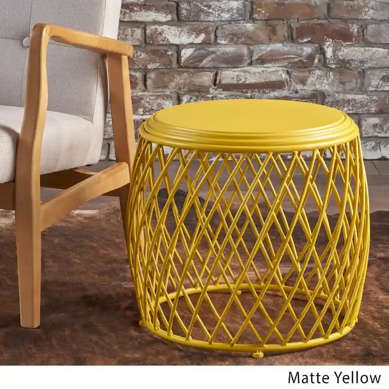 Table d'appoint ronde en fer à treillis de 48 cm