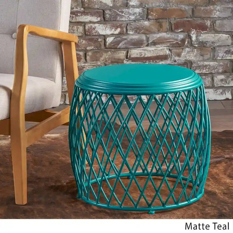 Table d'appoint ronde en fer à treillis de 48 cm
