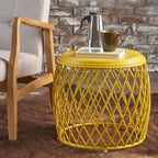 Table d'appoint ronde en fer à treillis de 48 cm