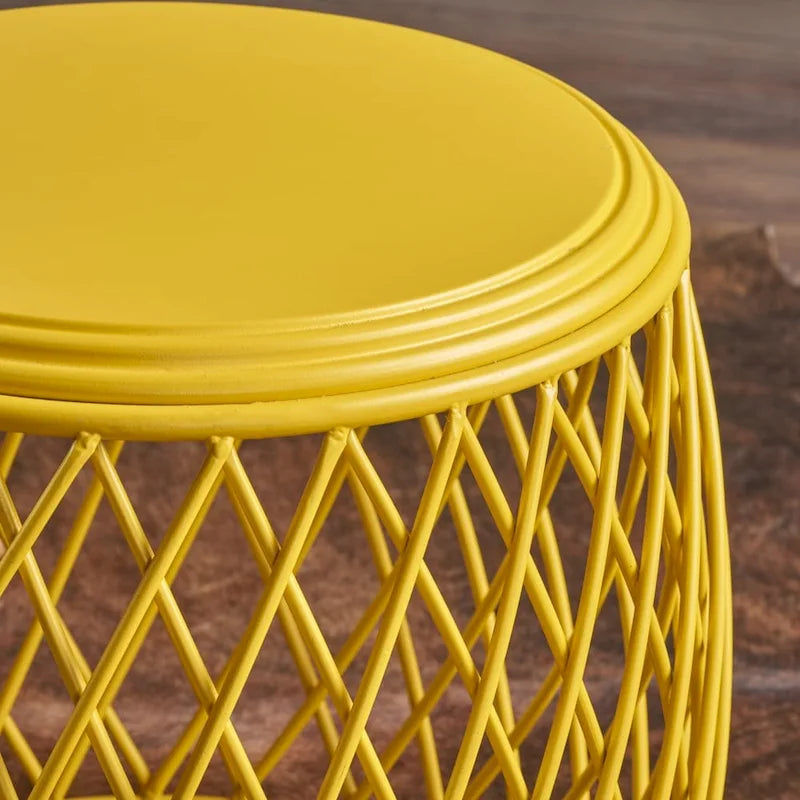 Table d'appoint ronde en fer à treillis de 48 cm