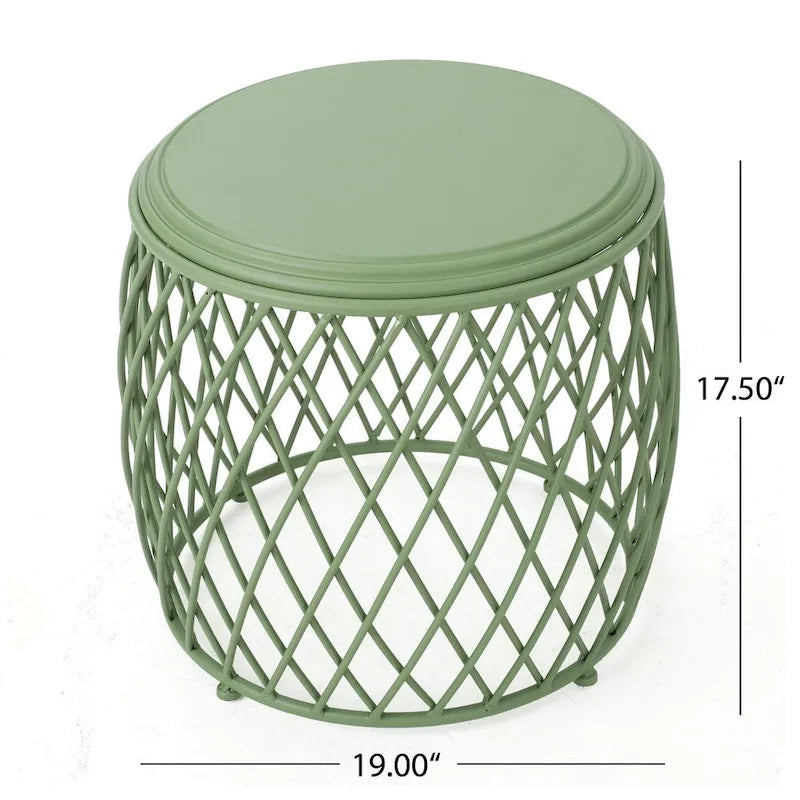 Table d'appoint ronde en fer à treillis de 48 cm