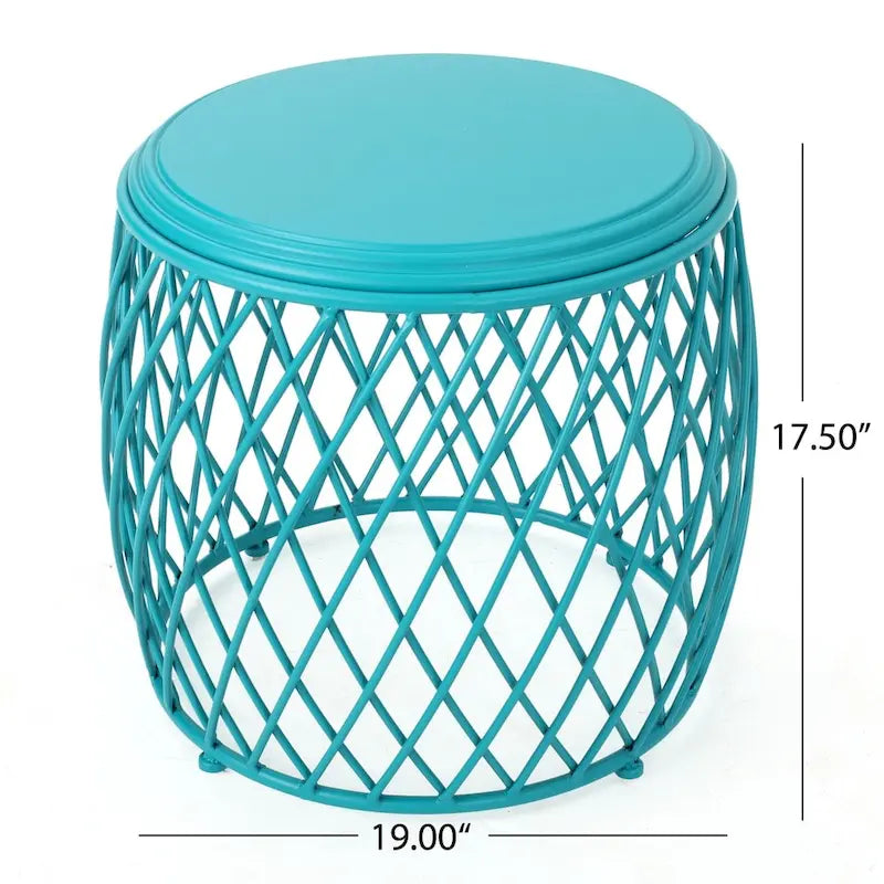 Table d'appoint ronde en fer à treillis de 48 cm