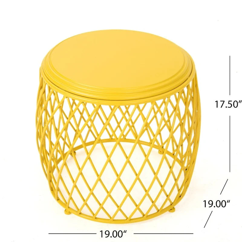 Table d'appoint ronde en fer à treillis de 48 cm