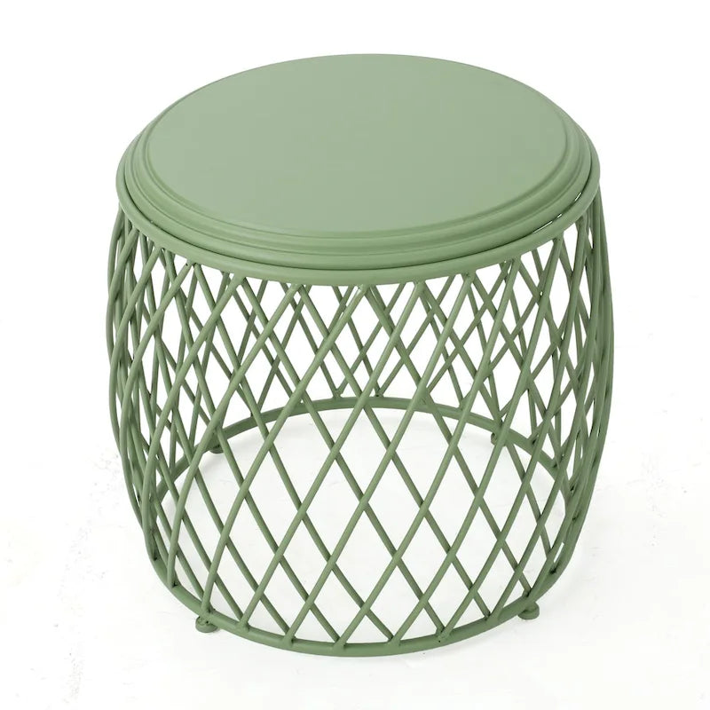 Table d'appoint ronde en fer à treillis de 48 cm
