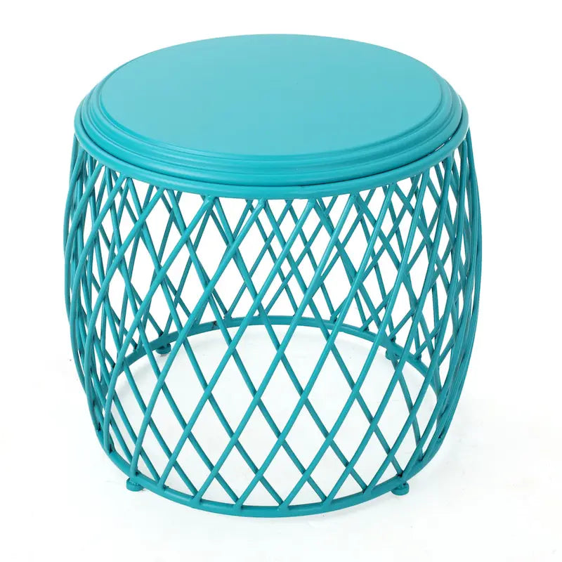 Table d'appoint ronde en fer à treillis de 48 cm