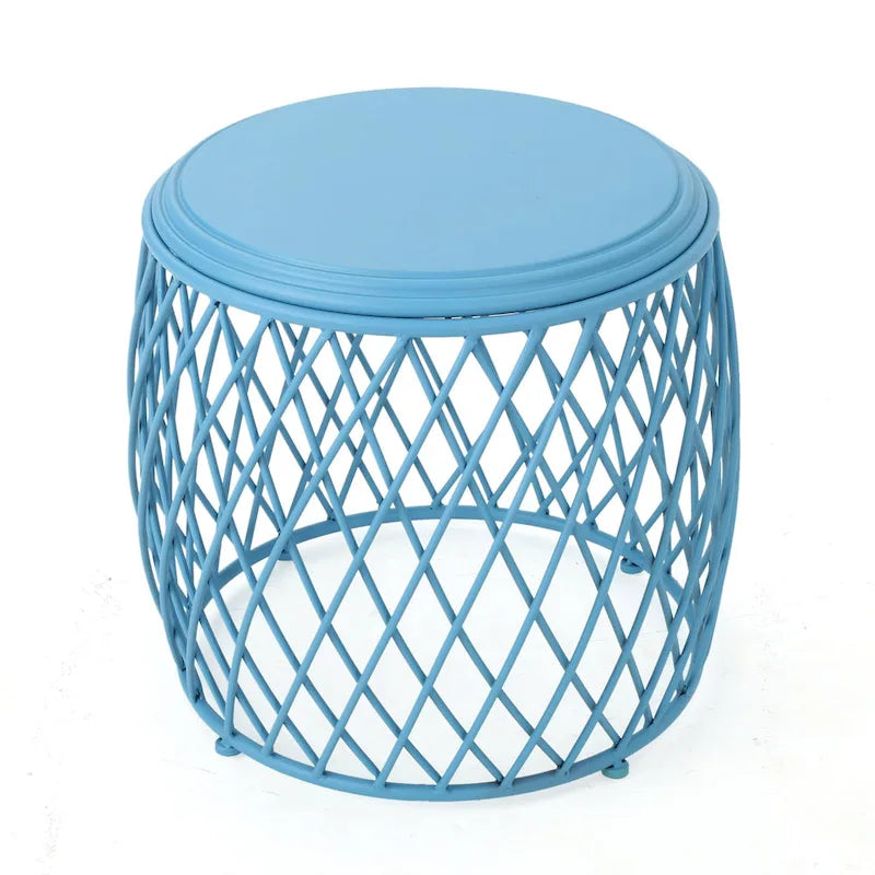 Table d'appoint ronde en fer à treillis de 48 cm