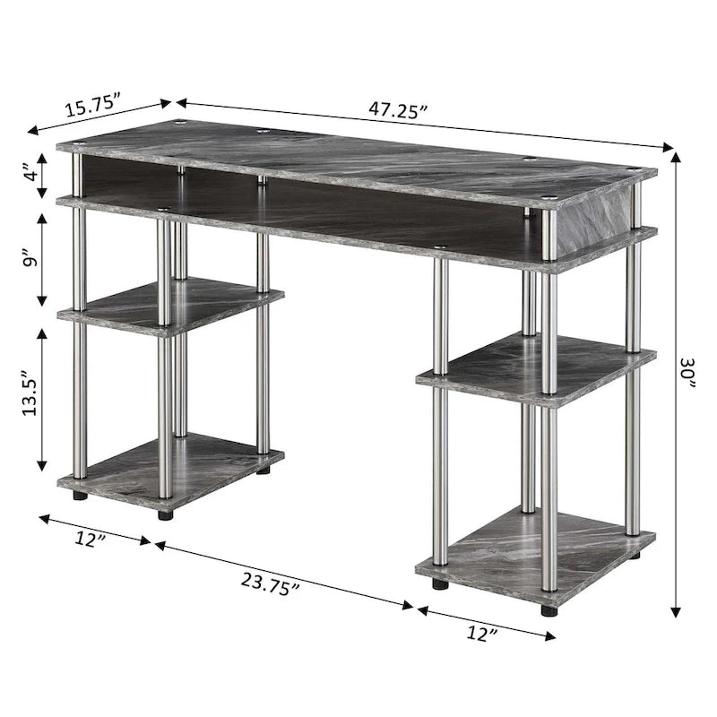 Bureau compact avec étagères ouvertes