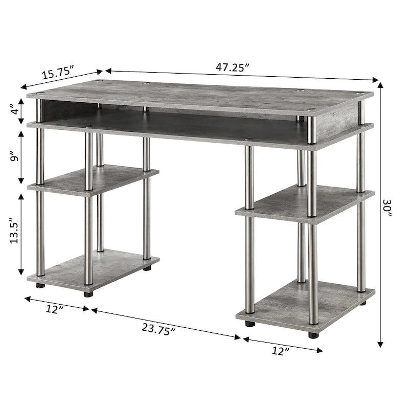 Bureau compact avec étagères ouvertes