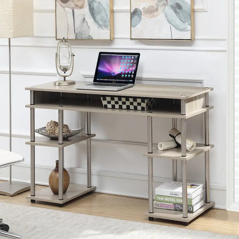Bureau compact avec étagères ouvertes