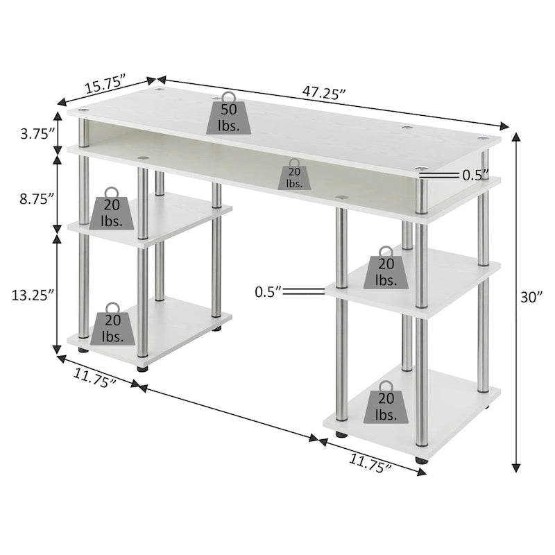 Bureau compact avec étagères ouvertes