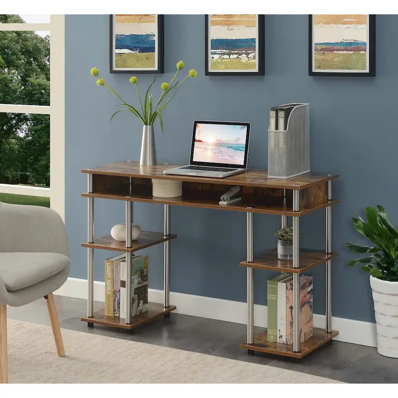 Bureau compact avec étagères ouvertes