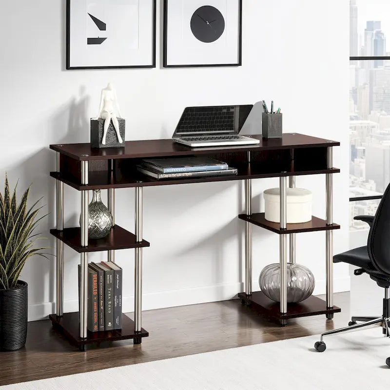 Bureau compact avec étagères ouvertes