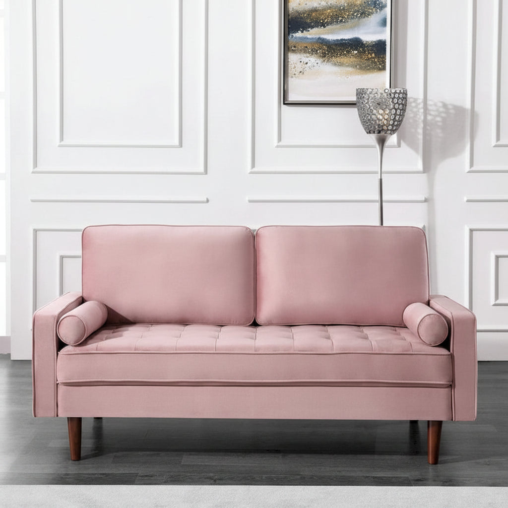 Canapé capitonné en velours de style Mid-Century Modern