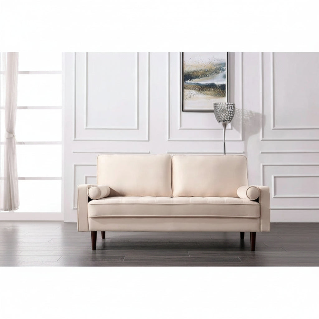 Canapé capitonné en velours de style Mid-Century Modern