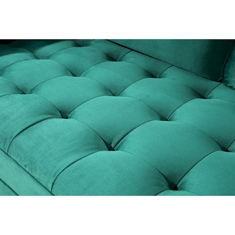 Canapé capitonné en velours de style Mid-Century Modern