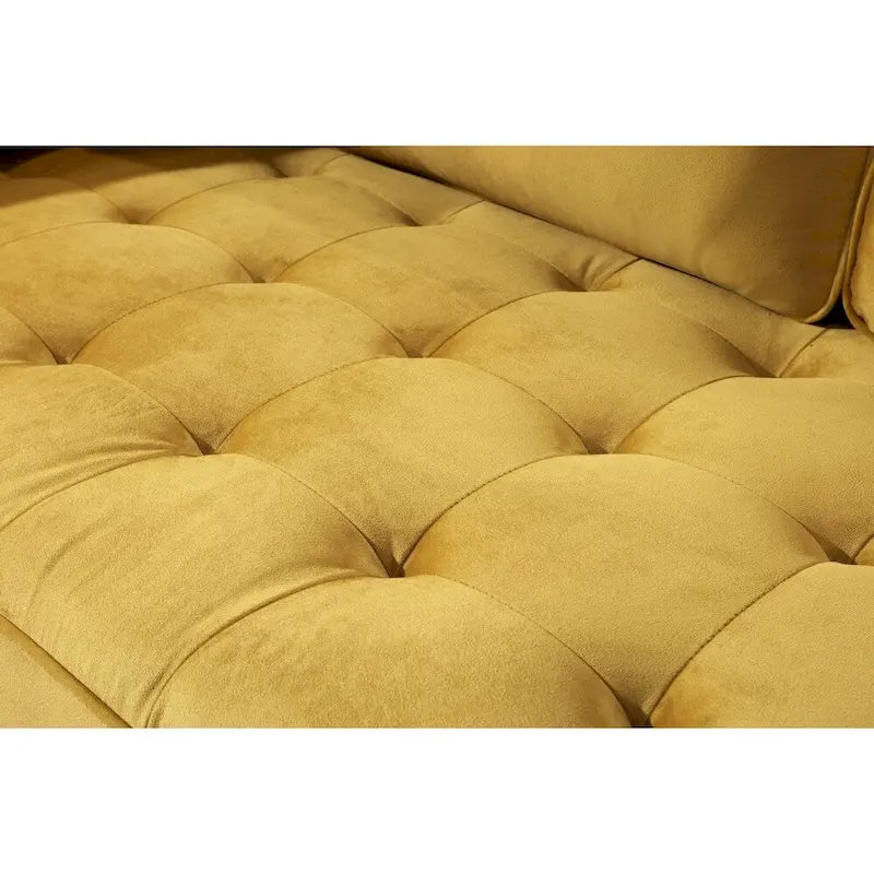 Canapé capitonné en velours de style Mid-Century Modern