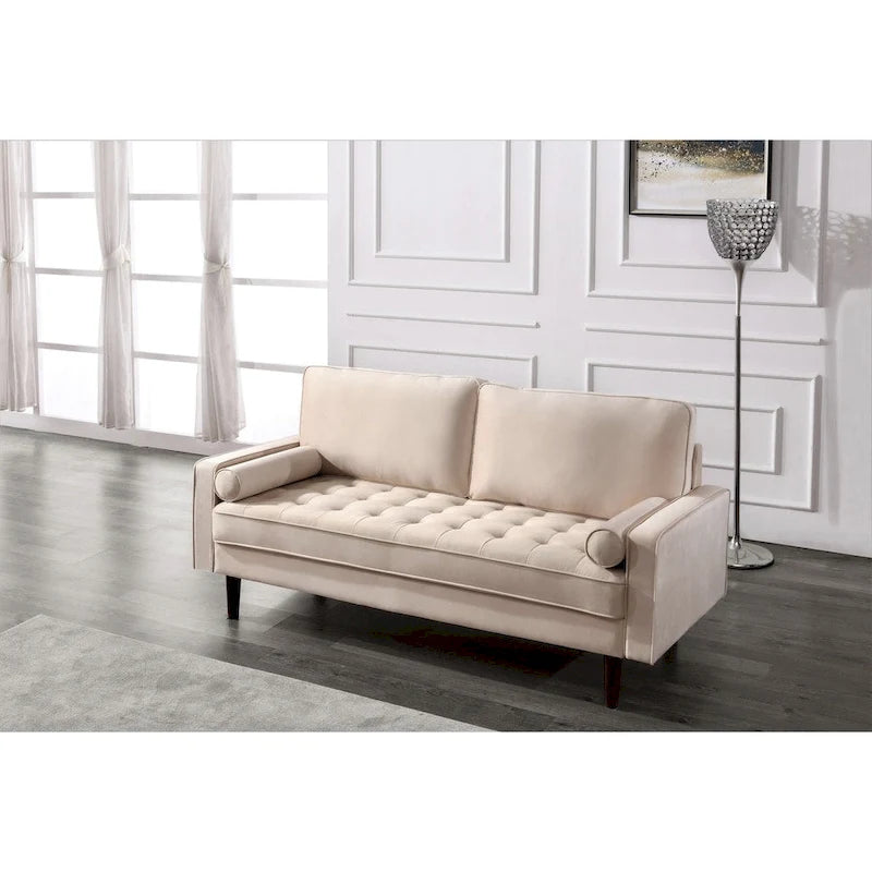 Canapé capitonné en velours de style Mid-Century Modern