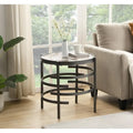 Table d'appoint ronde avec plateau en pierre frittée et structure métallique, 52,5 cm x 55 cm