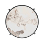 Table d'appoint ronde avec plateau en pierre frittée et structure métallique, 52,5 cm x 55 cm