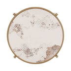 Table d'appoint ronde avec plateau en pierre frittée et structure métallique, 52,5 cm x 55 cm