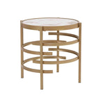 Table d'appoint ronde avec plateau en pierre frittée et structure métallique, 52,5 cm x 55 cm