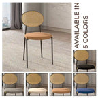 Chaise de salle à manger moderne avec assise en velours et dossier en osier