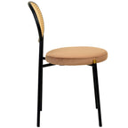 Chaise de salle à manger moderne avec assise en velours et dossier en osier