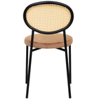 Chaise de salle à manger moderne avec assise en velours et dossier en osier