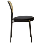 Chaise de salle à manger moderne avec assise en velours et dossier en osier