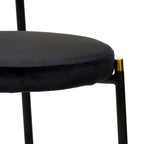 Chaise de salle à manger moderne avec assise en velours et dossier en osier