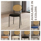 Chaise de salle à manger moderne avec assise en velours et dossier en osier