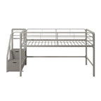 Lit mezzanine double junior avec marches de rangement