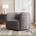 Fauteuil d'appoint Boucle avec accoudoirs incurvés, coussin d'assise de type rein et pieds ronds en bois