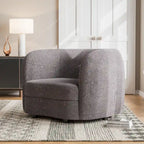 Fauteuil d'appoint Boucle avec accoudoirs incurvés, coussin d'assise de type rein et pieds ronds en bois