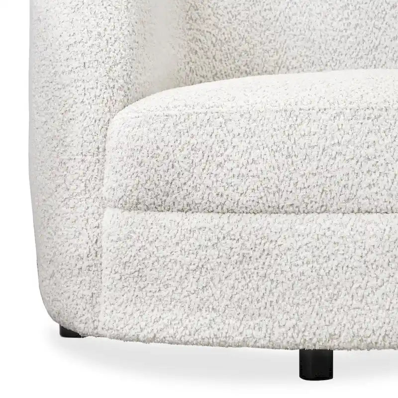 Fauteuil d'appoint Boucle avec accoudoirs incurvés, coussin d'assise de type rein et pieds ronds en bois