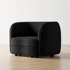 Fauteuil d'appoint Boucle avec accoudoirs incurvés, coussin d'assise de type rein et pieds ronds en bois