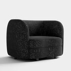 Fauteuil d'appoint Boucle avec accoudoirs incurvés, coussin d'assise de type rein et pieds ronds en bois