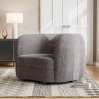 Fauteuil d'appoint Boucle avec accoudoirs incurvés, coussin d'assise de type rein et pieds ronds en bois
